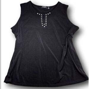 Women's NOTATIONS Black Tank Top with Silver Studs - Size 2X